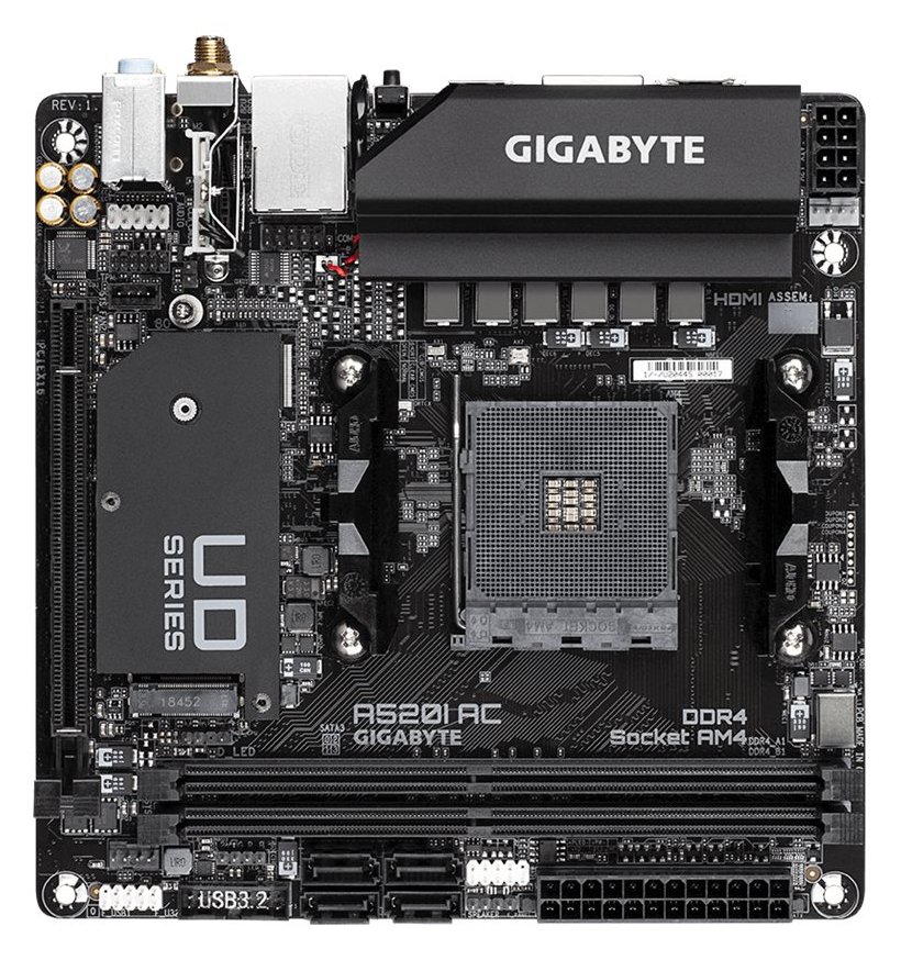 Gigabyte A520I AC - 1.0 - Motherboard - Mini-ITX - Socket AM4 - AMD A520 Chipsatz - USB 3.2 Gen 1