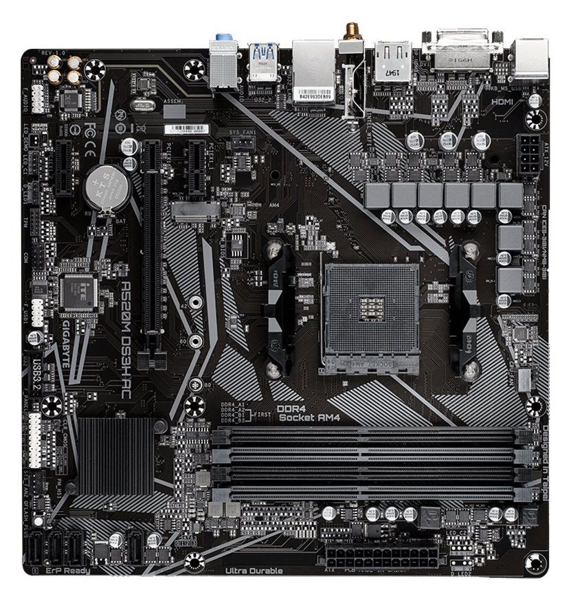 Gigabyte A520M DS3H AC A520 AM4 mATX DDR4 - AMD Sockel AM4 (Ryzen) - Micro/Mini/Flex-ATX