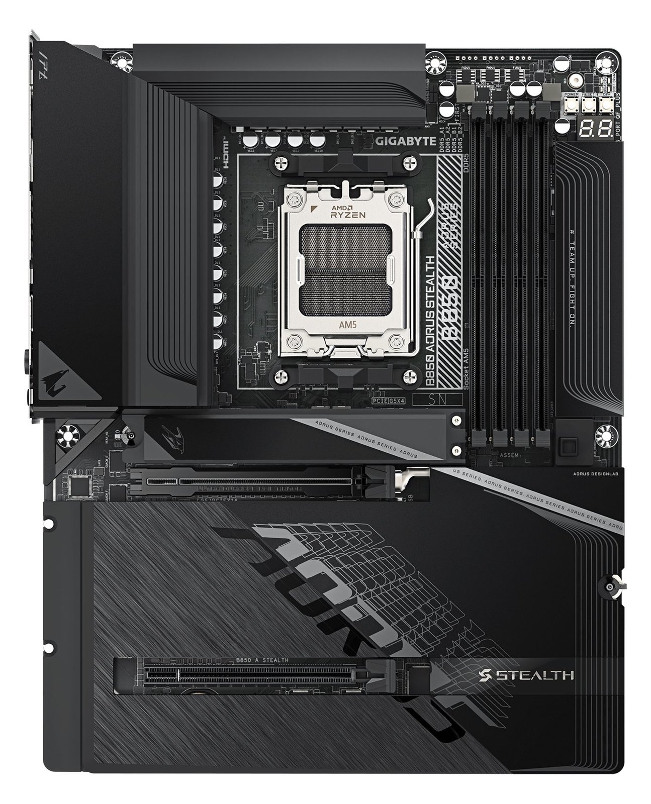 Gigabyte AORUS B850 STEALTH ICE - Motherboard - ATX - LGA1851 Sockel - AMD B850 Chipsatz - BT, WiFi 7, 5 GB Ethernet