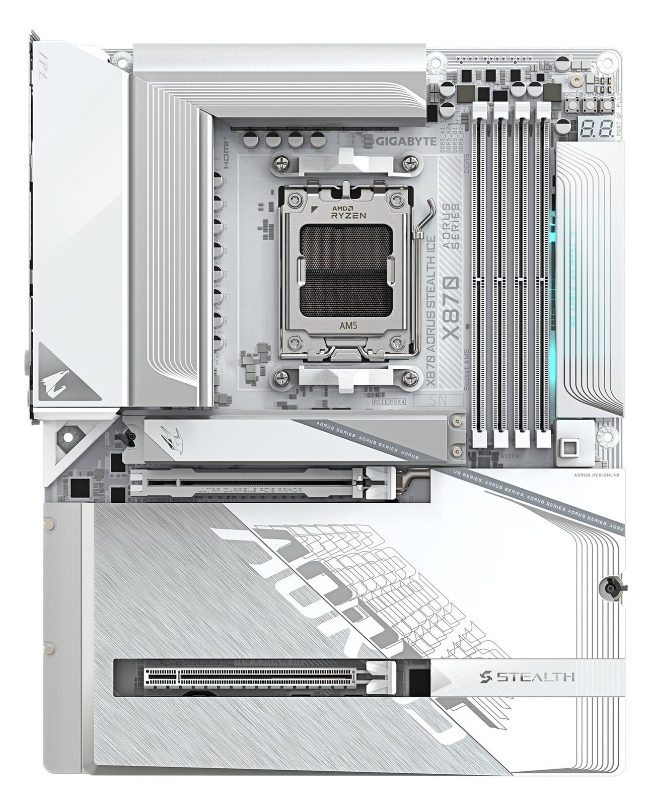 Gigabyte AORUS X870 STEALTH ICE - Motherboard - ATX - Socket AM5 - AMD X870 Chipsatz - USB-C 3.2 Gen 2x2…