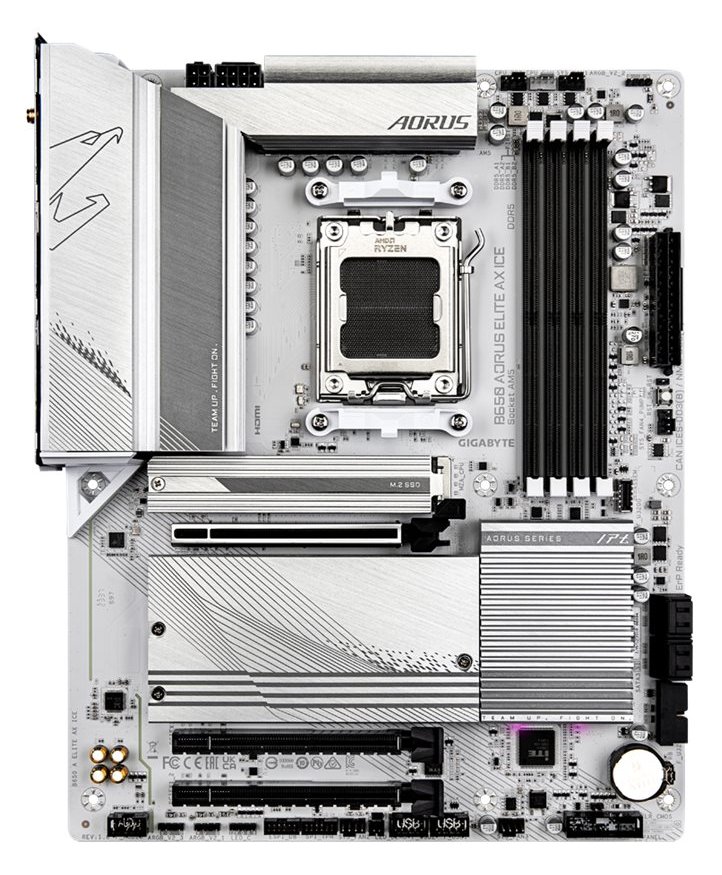 Gigabyte B650 AORUS ELITE AX ICE - Motherboard - ATX - Socket AM5 - AMD B650 Chipsatz - USB-C 3.2 Gen2, USB 3.2 Gen 2…