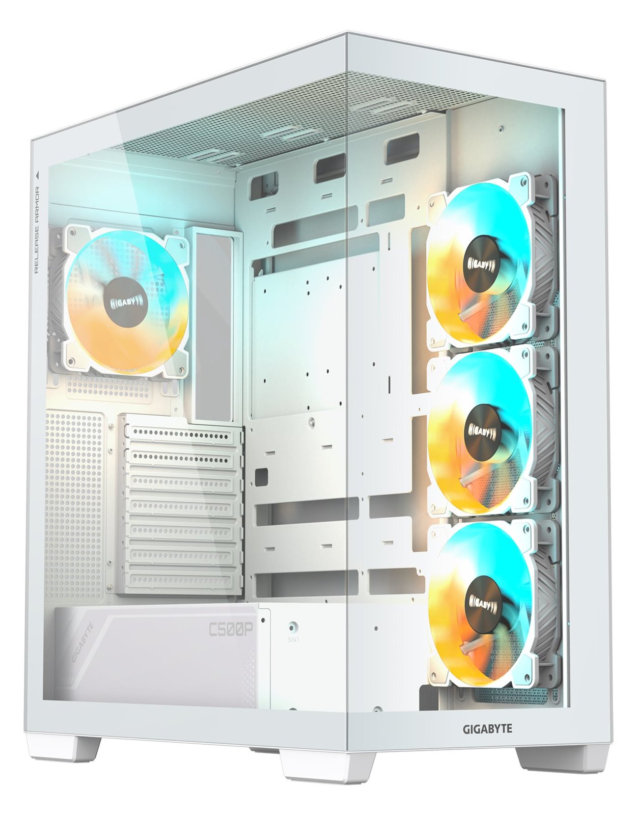 Gigabyte C500 PANORAMIC STEALTH ICE - Mid tower - ATX - Seitenteil mit Fenster (gehärtetes Glas)