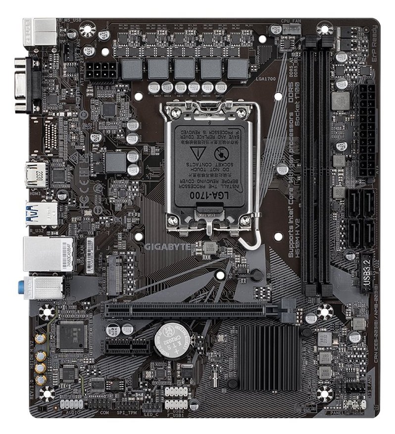 Gigabyte H610M H V2 - 1.0 - Motherboard - micro ATX - LGA1700-Sockel - H610 Chipsatz - USB 3.2 Gen 1 - Gigabit LAN