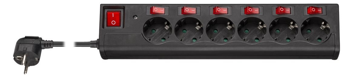 Goobay - Steckdosenleiste - Wechselstrom 230 V - 3500 Watt - Eingabe, Eingang Typ F - Ausgangsanschlüsse: 6