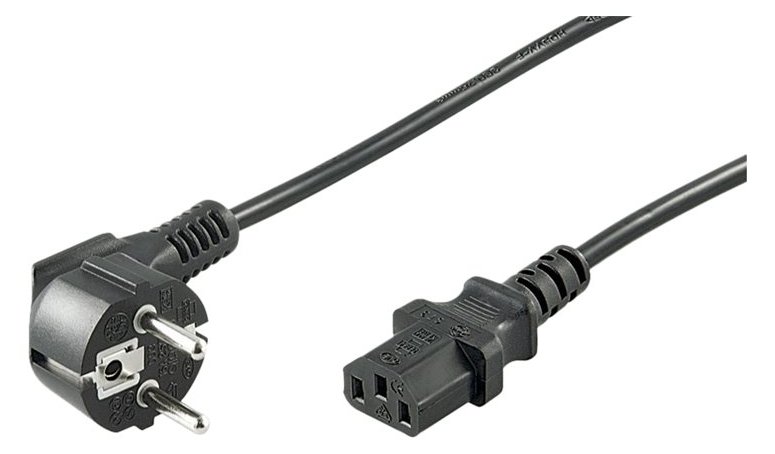 Goobay - Stromkabel - CEE 7/7 (M) gewinkelt bis IEC 60320 C13 gerade
