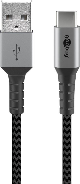 Goobay 49295 - 0,5 m - USB C - USB A - USB 2.0 - 0,48 Gbit/s - Schwarz - Grau