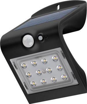 Goobay LED-Solar-Wandleuchte mit Bewegungsmelder - 1,5 W - schwarz - 220 lm - 4000 K - 80 Ra - IP65 - 1200 mAh Li-Ion von LumaTech