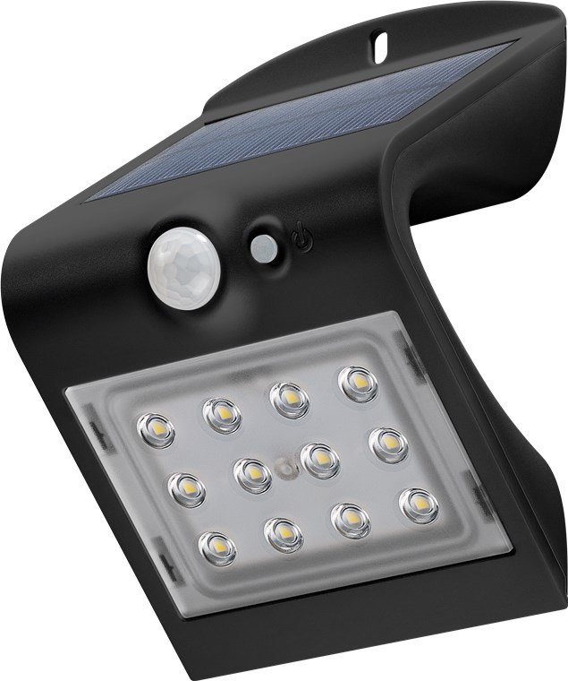 Goobay LED-Solar-Wandleuchte mit Bewegungsmelder - 1,5 W - schwarz - 220 lm - 4000 K - 80 Ra - IP65 - 1200 mAh Li-Ion