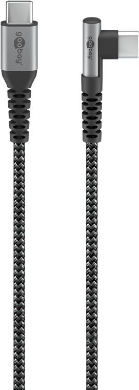 Goobay USB-C -auf-USB-A-Textilkabel mit Metallsteckern spacegrau/silber 90° 2 m - Digital/Daten - 2 m