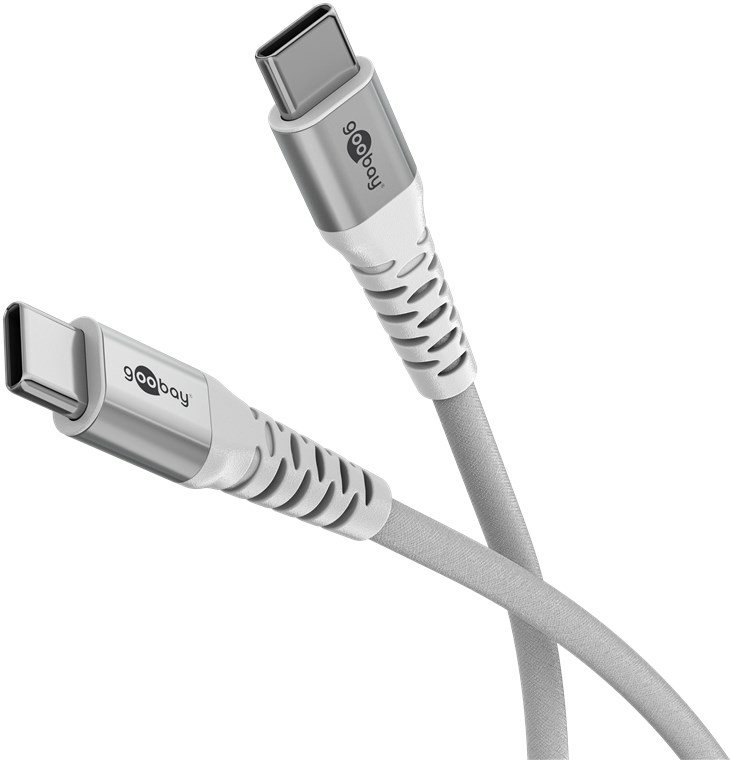 Goobay USB-C -auf-USB-C -Textilkabel mit Metallsteckern 3 m weiß - elegantes und