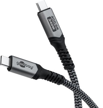 Goobay USB-C -Kabel mit Textilmantel USB4 240 W 40 Gbit/s Power Delivery 1.8 m - Kabel - Digital/Daten von LumaTech