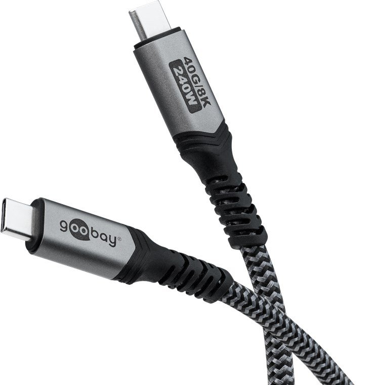 Goobay USB-C -Kabel mit Textilmantel USB4 240 W 40 Gbit/s Power Delivery 1.8 m - Kabel - Digital/Daten