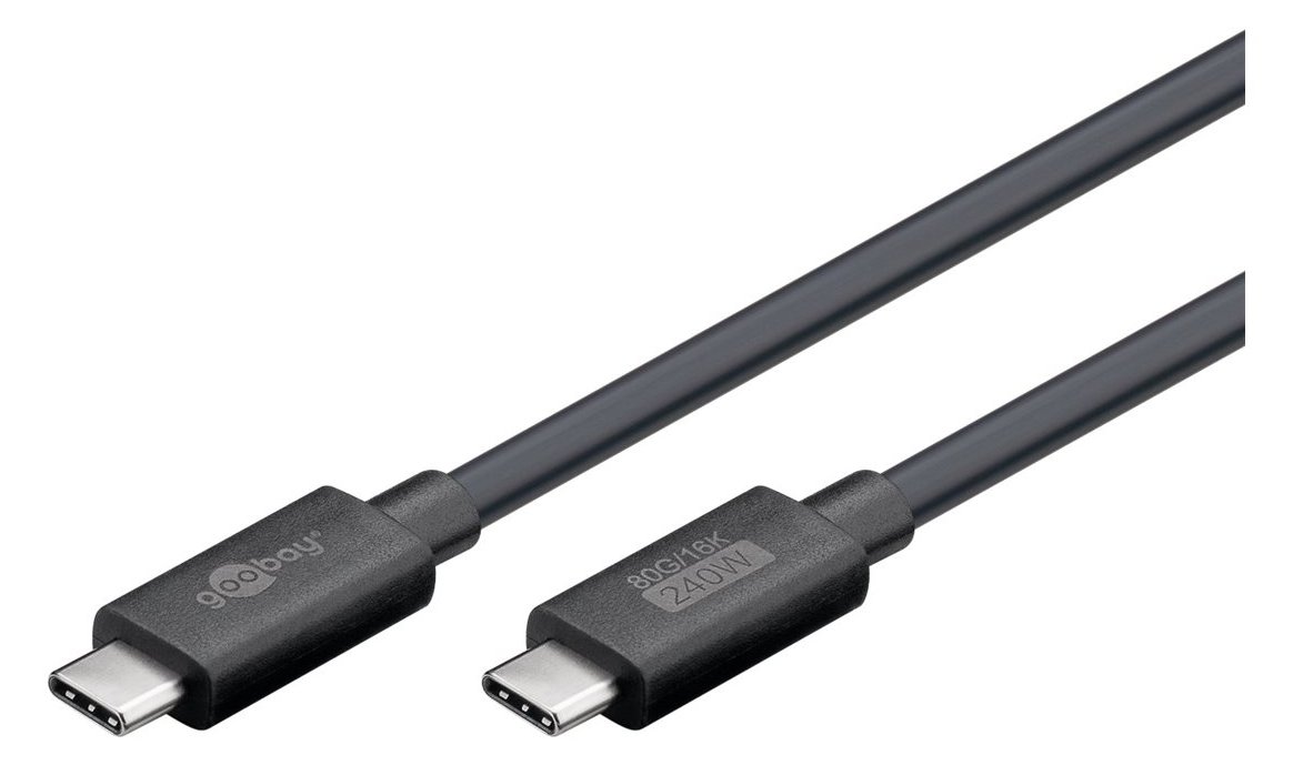 Goobay USB-C Kabel USB4 Gen4 1.2m schwarz 16k/60Hz 4K/120Hz - Kabel - Digital/Daten