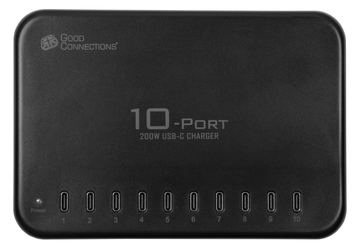 Good Connections GC USB-Desktop-Schnellladestation 200W 10-Port 10x USB-C schwarz von LumaTech