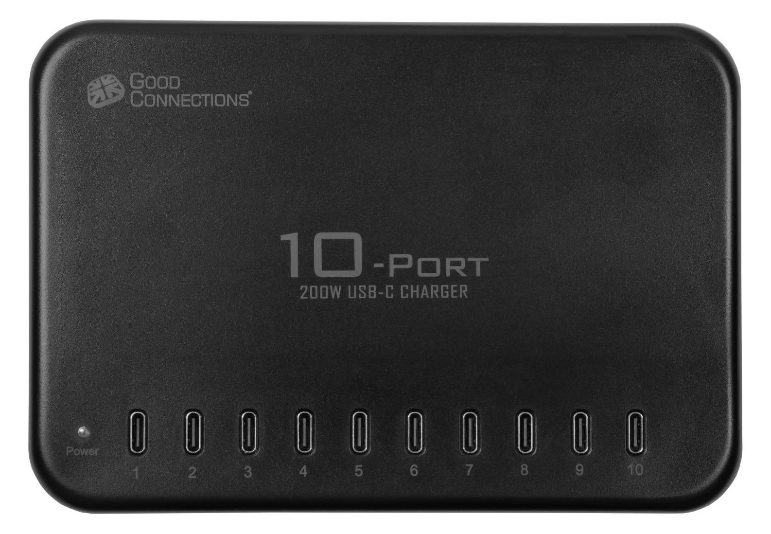 Good Connections GC USB-Desktop-Schnellladestation 200W 10-Port 10x USB-C schwarz