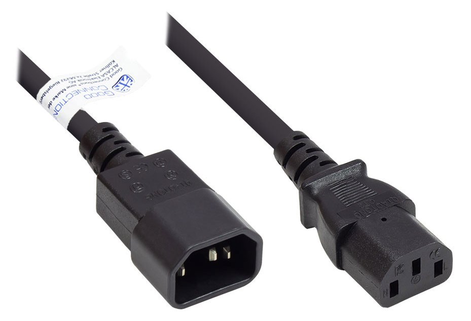 Good Connections P1430-S010 - 1 m - C14-Koppler - C13-Koppler - H05VV-F - 250 V - 10 A
