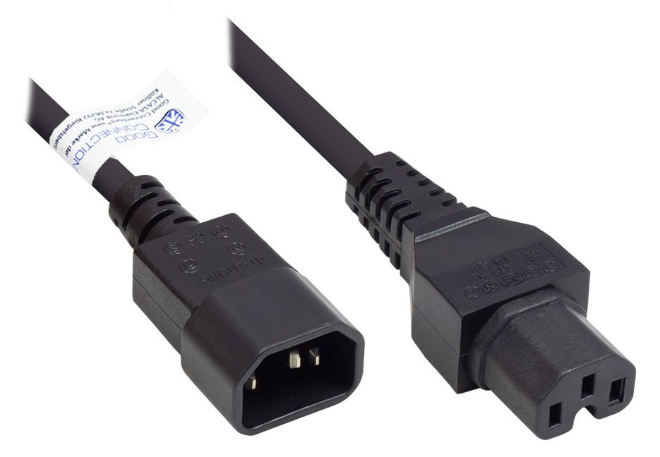 Good Connections P1450-S010 - 1 m - C14-Koppler - C15-Koppler - H05V2V2-F - 250 V - 10 A
