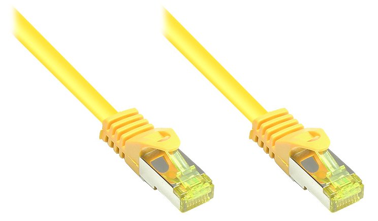 Good Connections RJ45 Patchkabel mit Cat. 7 Rohkabel und Rastnasenschutz (RNS) - S/FTP - PiMF - halogenfrei - gelb - 3m