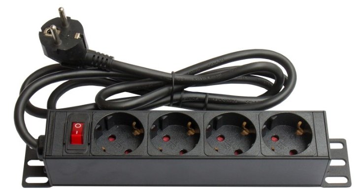Good Connections Steckdosenleiste 10 - 1HE - Schutzkontakt-Stecker an 4x Schutzkontakt-Buchse - mit Schalter