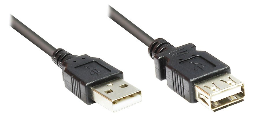 Good Connections Verlängerungskabel USB 2.0 Stecker A an Buchse A - schwarz - 0,15m