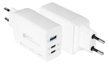 Good Connections USB-Schnellladegerät 65W mit GaN-Technologie, 3-Port (2x USB-C und 1x USB-A), PD 3.0, QC 3.0, Weiß von LumaTech