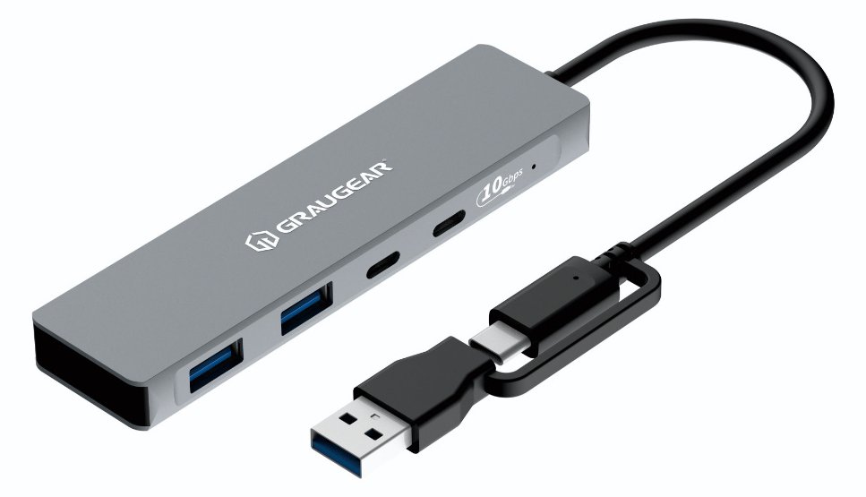 GrauGear 10Gbps USB-hub 4x USB 3.2 2x Type-C und Type-A