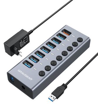 GrauGear G-HUB71-A - USB 3.2 Gen 1 (3.1 Gen 1) Type-A - USB 3.2 Gen 1 (3.1 Gen 1) Type-A - 5000 Mbit/s - Aluminium - 1 m von LumaTech
