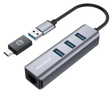 GrauGear USB-Hub 3x USB 3.0 Ports Type-A+ Gbit LAN retail von LumaTech