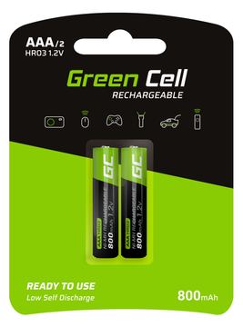 Green Cell GR08 - Wiederaufladbarer Akku - AAA - Nickel-Metallhydrid (NiMH) - 1,2 V - 2 Stück(e) - 800 mAh von LumaTech