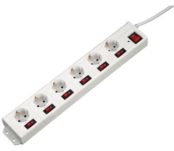 Hama 6+1, XL - Steckdosenleiste - 230 V - 3500 Watt - Ausgangsanschlüsse: 6 (CEE 7/4) von LumaTech