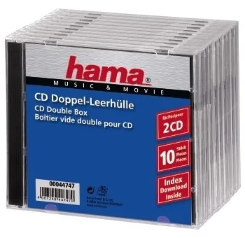 Hama CD Double Jewel Case Standard - Behälter CD-Aufbewahrung - Kapazität: 2 CD - durchsichtig (Packung mit 10), Ansicht 2