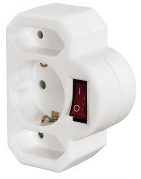 Hama Multistecker, 3-fach, 2 Euro/1 Schutzkontakt-Steckdose, Schalter, Weiß