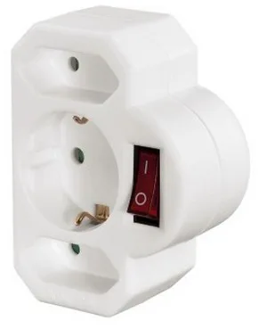 Hama Multistecker, 3-fach, 2 Euro/1 Schutzkontakt-Steckdose, Schalter, Weiß, Ansicht 2