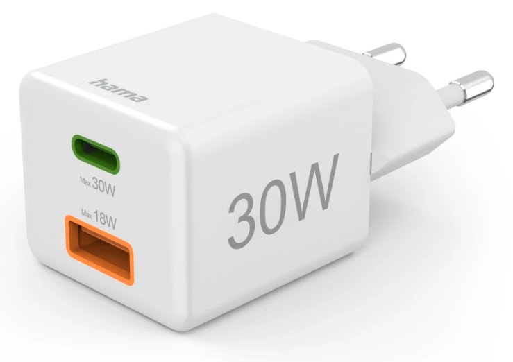 Hama Netzteil - 30 Watt - 3 A - PD, QC 2.0, QC 3.0 - 2 Ausgabeanschlussstellen (USB Typ A, 24 pin USB-C)