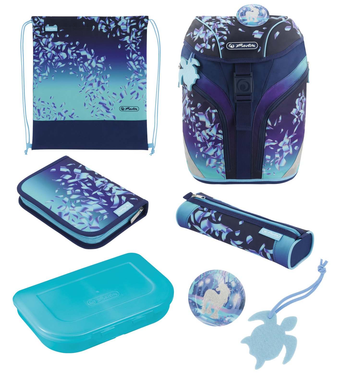 Herlitz SoftLight Plus Greenline Blue Ice - Federmäppchen - Schultasche - Sporttasche - Mädchen - Rucksack - 18 l