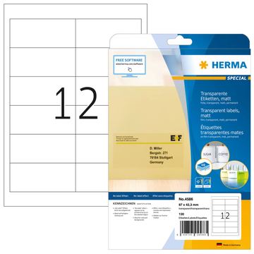 HERMA 4586 - Transparent - Abgerundetes Rechteck - Dauerhaft - A4 - Universal - Polyester von LumaTech