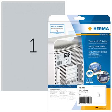 HERMA 4593 - Silber - Rechteck - A4 - Universal - Polyester - Matte von LumaTech