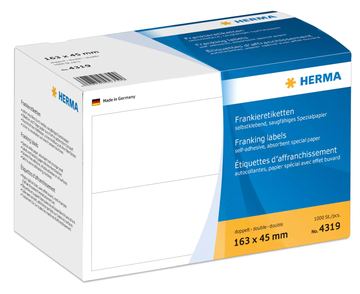 HERMA Franking labels - Papier - selbstklebend - weiß - 163 x 45 mm 1000 Etikett(en) (500 Bogen x 2) von LumaTech