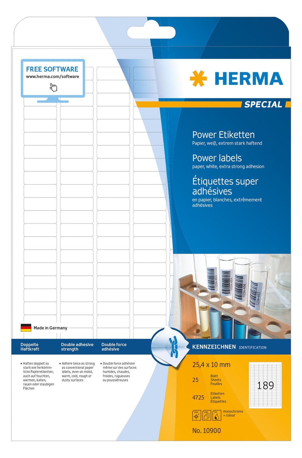 HERMA Papier - matt - selbstklebend - weiß - 25.4 x 10 mm 4725 Etikett(en) (25 Bogen x 189)