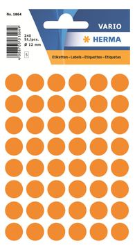 HERMA Papier - selbstklebend - Luminous Orange - 12 mm rund 240 Etikett(en) (5 Bogen x 48) von LumaTech