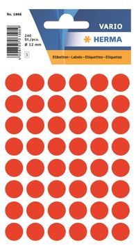 HERMA Papier - selbstklebend - Luminous Red - 12 mm rund 240 Etikett(en) (5 Bogen x 48) von LumaTech