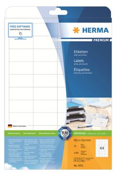 HERMA Premium - Papier - matt - permanent selbstklebend - weiß - 48.3 x 25.4 mm 1100 Etikett(en) (25 Bogen x 44) von LumaTech
