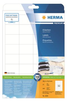 HERMA Premium - Papier - matt - permanent selbstklebend - weiß - 48.3 x 33.8 mm 800 Etikett(en) (25 Bogen x 32) von LumaTech