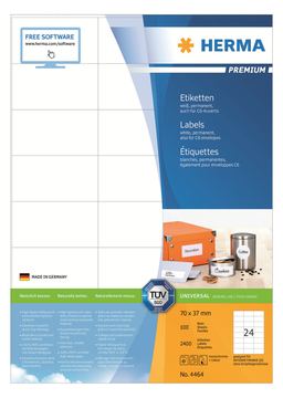 HERMA Premium - Papier - matt - permanent selbstklebend - weiß - 70 x 37 mm 2400 Etikett(en) (100 Bogen x 24) von LumaTech