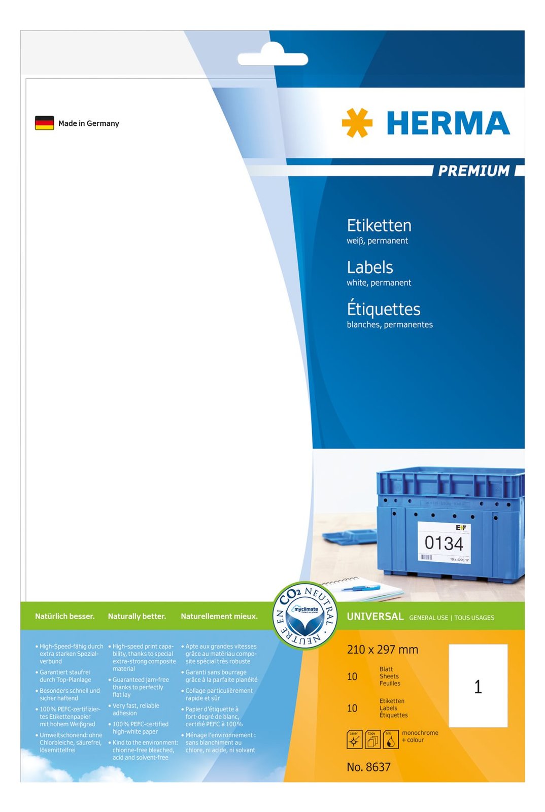 HERMA Premium - Papier - matt - permanent selbstklebend - weiß - A4 (210 x 297 mm)