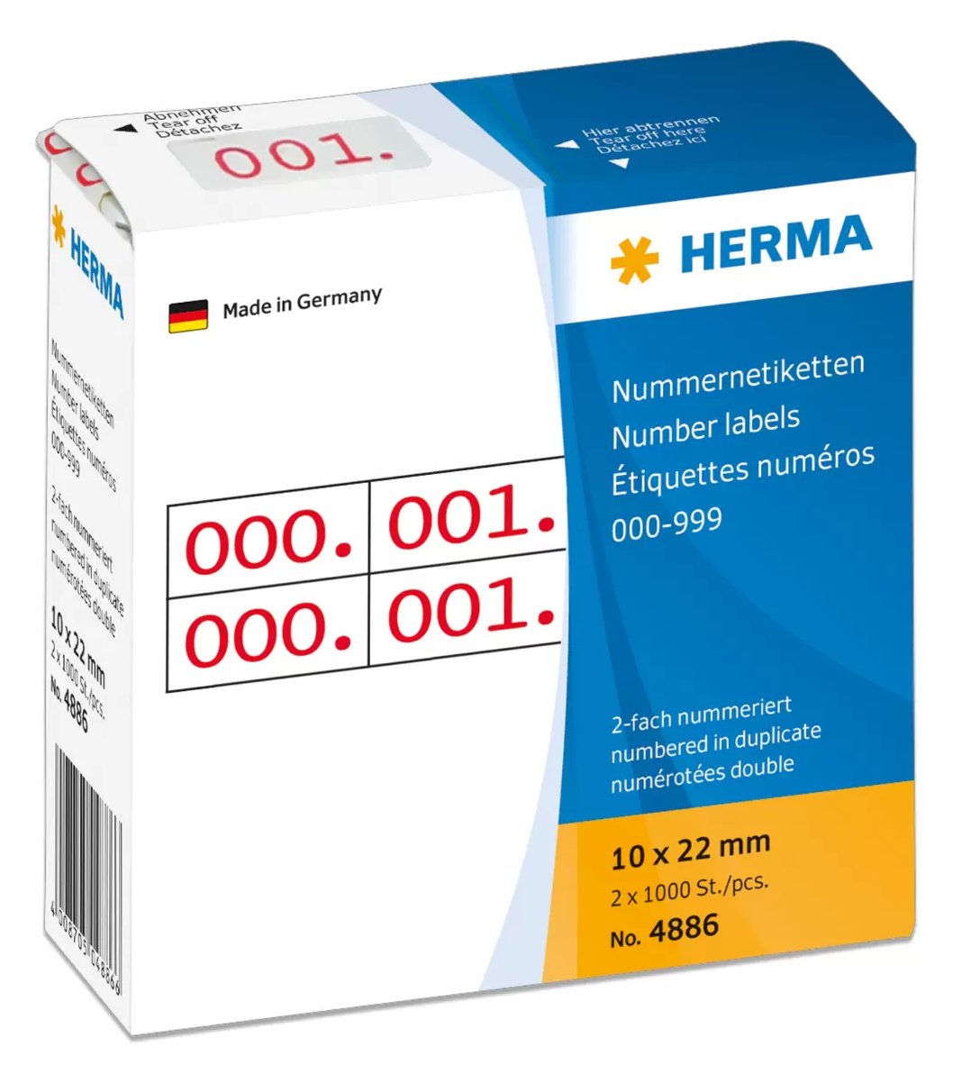 HERMA Rot - 10 x 22 mm 2000 Etikett(en) (1000 Bogen x 2)