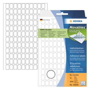 HERMA Selbstklebend - weiß - 8 x 12 mm 3840 Etikett(en) (32 Bogen x 120) von LumaTech