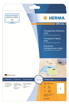 HERMA Special - Matt - permanent selbstklebend - durchsichtig - A4 (210 x 297 mm) von LumaTech