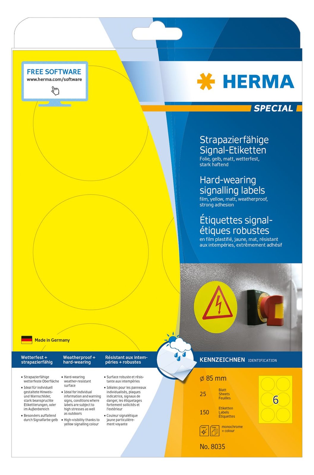 HERMA Special - Matt - selbstklebend - Gelb - 85 x 85 mm 150 Etikett(en) (25 Bogen x 6)