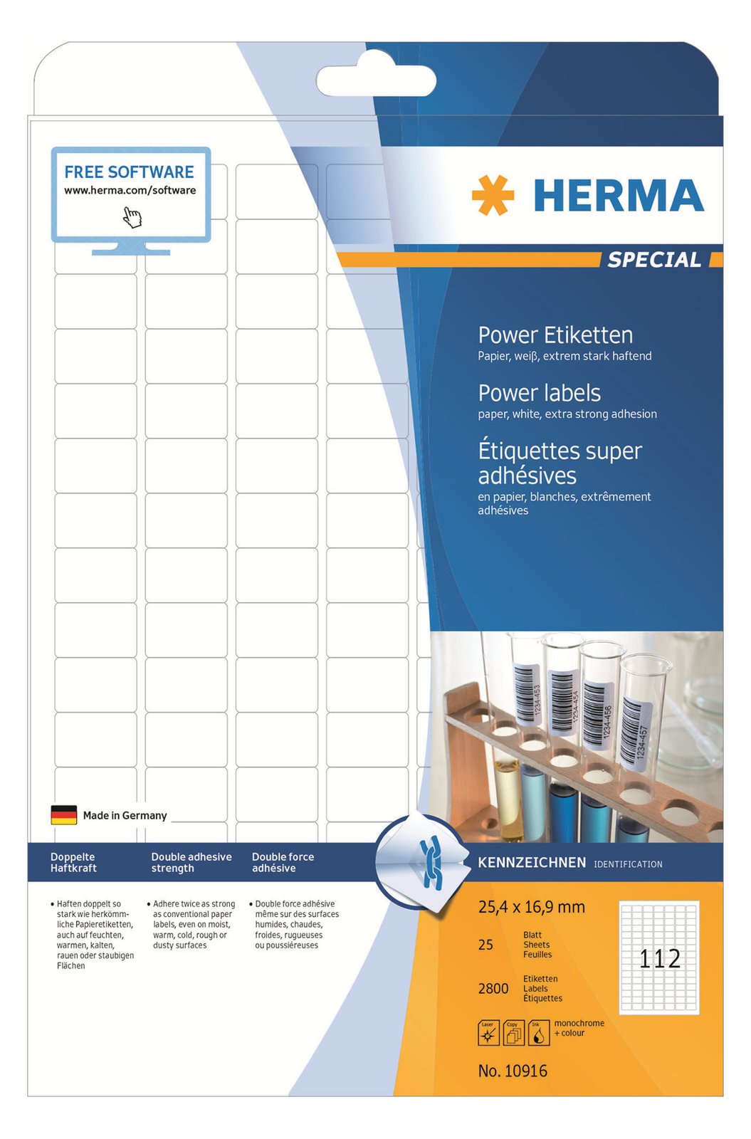 HERMA Special - Papier - matt - extra stark selbstklebend - weiß - 25.4 x 16.9 mm 2800 Etikett(en) (25 Bogen x 112)
